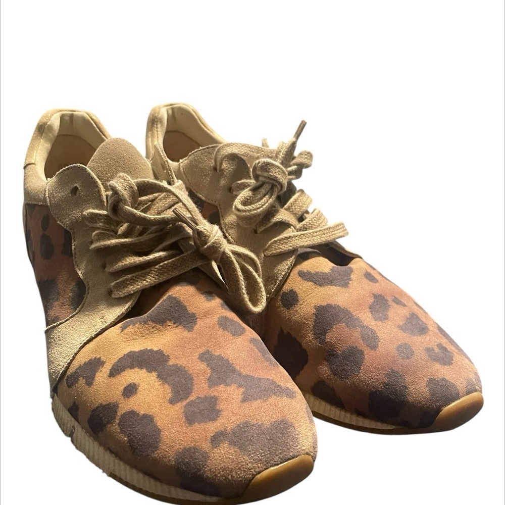 Paul Green Suede Leopard Print Low Top Sneakers Size 6.5
